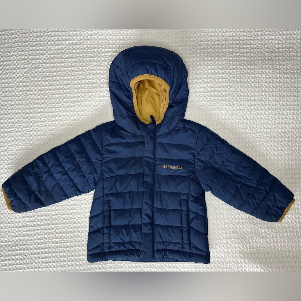 Columbia Kids’ Navy Puffer Jacket with Mustard Lining